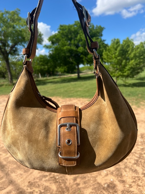 Coach Handbags - Coach  SOHO Vintage 7559 Suede Hobo Bag Tan Brown Leather Y2K Shoulder Bag GUC
